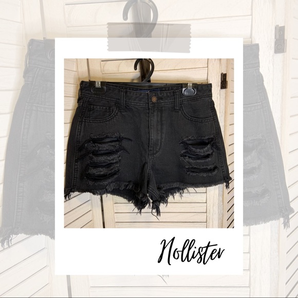 Hollister Pants - Hollister High Rise Boyfriend Jean Shorts Black Wash 7